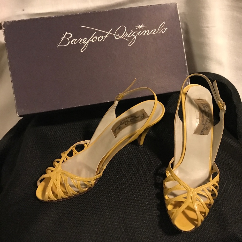 Yellow Strappy Slingback Heels